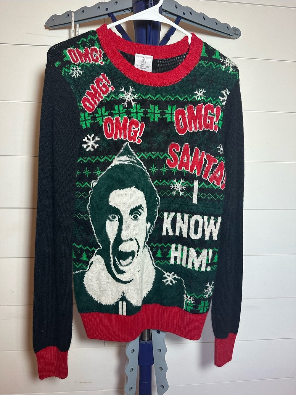 #152 Men's Elf Christmas Graphic Sweater - Green/Black/Red